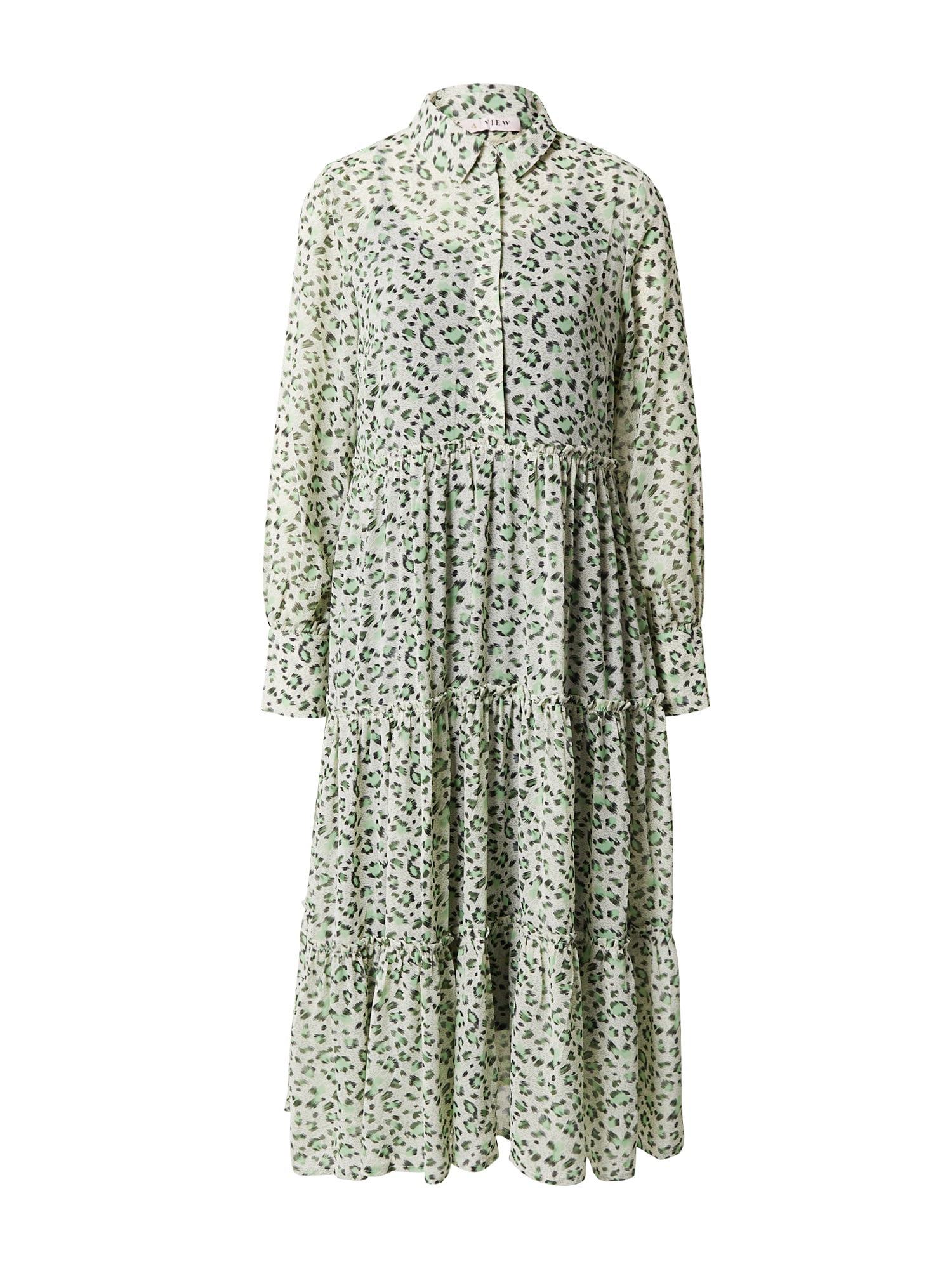 Košeľové šaty Dodo dymovo šedá pastelovo zelená čierna biela A-VIEW